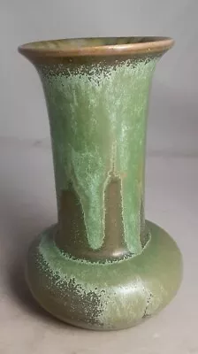  Peter's & Reed Zanesville ? Pottery Glazed Vase Drip Glaze Green 6” EXC. • $89.95