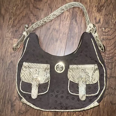 Roca Wear Vintage Hand Bag Brown And Gold Snake Print • $23.35