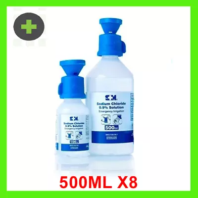 Eye Wash Saline 500ml X8 With Eye Bath S+M/Aaxis • $165