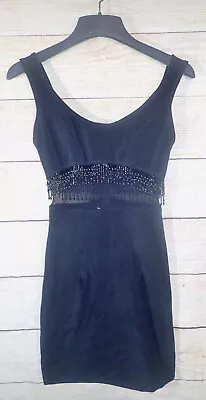 Vintage Nadine Black Beaded Cocktail Zip Back Sexy Party Dress Size S *READ* • $18.72