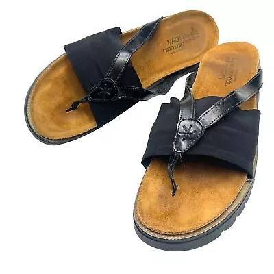 NAOT Orion Leather And Elastic Thong Slide Comfort Sandal Womens Size 11-11.5 • $34.99