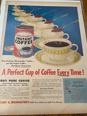 Vintage 1953 G. Washington Coffee Perfect Cup Every Time Coffee Ad • $9.99