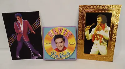 3 Vintage Elvis Presley Black Velvet Pop Up Birthday Greeting Card LOT • $15