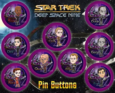 Star Trek Deep Space Nine DS9 Pin Button Badge Set Caricature Sisko Odo Kira Etc • $3.50