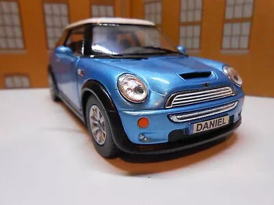 PERSONALISED PLATES Blue Mini Cooper S Toy Car MODEL Boy Girl Mum Dad Gift NEW • £9.95