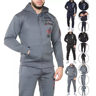 Mens HLY Zip Up Hooded Tracksuit Slim Fit Fashion Joggers Bottoms Fleece Hoodie • £18.99