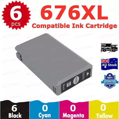 6X Compatible 676XL Black Ink Cartridge For Epson Workforce WP-4530 WP-4540 • $27.90