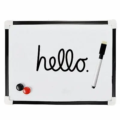 A4 Dry Wipe Magnetic Whiteboard Mini Office Notice Memo White Board Pen & Eraser • £3.65