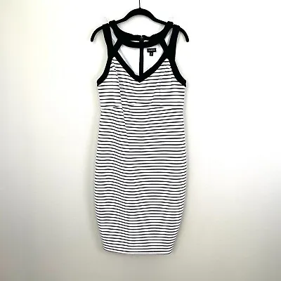 Torrid Womens Size 12 Black White Stripe V Neck Bodycon Dress Sleeveless • $29.99
