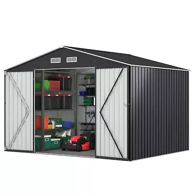 8'x10' Outdoor Storage Shed Metal Garden Tool Shed With Lockable Doors • $439.55