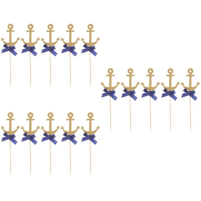 £8.04 • Buy 30 Pcs Boat Anchor Topper Cakes Decorate Wooden Bride Shower Cupcake Pikcs