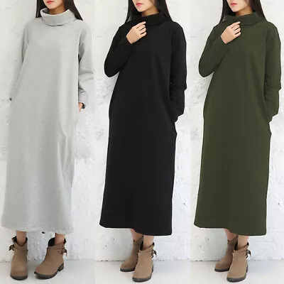 £16.78 • Buy UK Stock Womens Turtleneck Long Sleeve Sweatshirt Dress Kaftan Baggy Dresses