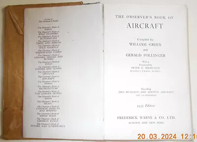 THE OBSERVER’S BOOK OF AIRCRAFT - 1955 Edition • £1