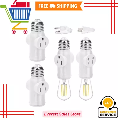 E26 Light Socket To Plug Adapter - 2 Pack 2/3 Prong Light Socket Outlet (White) • $11.19