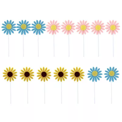  15 Pcs Paper Cups Cupcake Picks Wedding Decoration Sunflower • £7.25