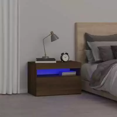 1/2x Bedside Cabinet And LED Light Engineered Wood Decor Multi Colours VidaXL • £38.99