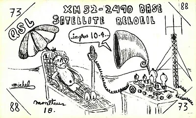 CB Radio QSL Postcard Victrola Suntan Comic 1970s McMasterville Quebec • $9.71