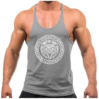 £7.99 • Buy Viking Wolf Thor Gym Vest Bodybuilding Muscle Training Weightlifting Top 