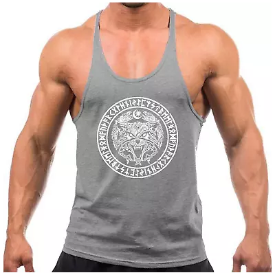 £7.99 • Buy Viking Wolf Thor Gym Vest Bodybuilding Muscle Training Weightlifting Top