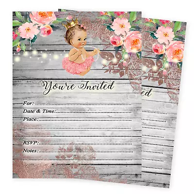 Girl Baby Shower Invitations Pink Princess Birthday Invites Tutu Ballerina Qty30 • $19