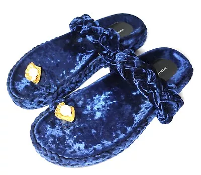 Sonia Rykiel Blue Braided Velvet Single-Toe Strap Sandals EU 40 US 9 • $39.95