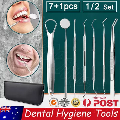 $16.99 • Buy 8PCS Dental Hygiene Tools Teeth Cleaning Kits Mirror Scraper Pick Scaler Tweezer