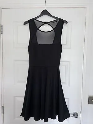 Miss Selfridge Black Size 10 Skater Dress With Mesh Chest Detail • £8.50
