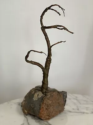 Vintage Midcentury Modern MCM Copper Bonsai Tree Sculpture On Rock Base • $39.99