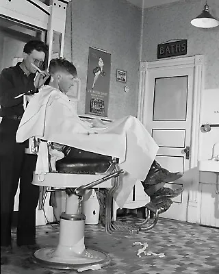 8x10 Vintage Barber Shop In Wisdom Montana Circa 1942. • $6.99