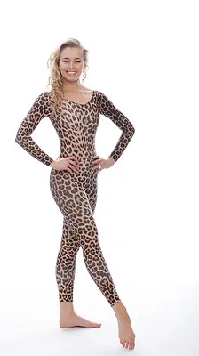 £18.50 • Buy KDC017 Leopard Animal Cat Print Catwoman Costume Halloween Catsuit By Katz