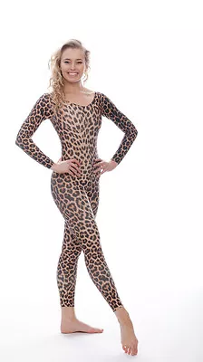 KDC017 Leopard Animal Cat Print Catwoman Costume Halloween Catsuit By Katz • £18.50