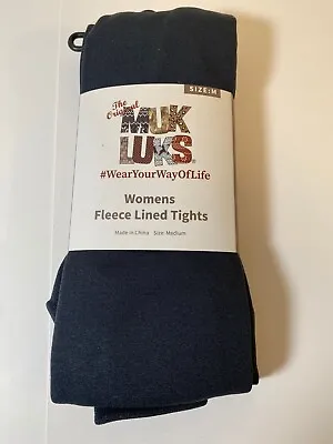 NEW Muk Luks Fleece-Lined Tights Size M Medium 5'4 -5'9  120-180 Lbs BLACK B7 • $7.99