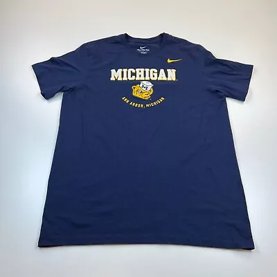 Nike Michigan Wolverines Shirt Adult Large Blue Crew Neck Short Sleeve NCAA • $17.99