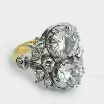 Vintage Art Deco Style Round Cut Lab Created Diamond Engagement Gold Filled Ring • $99