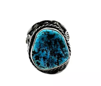 Signed Native American Sterling Silver Turquoise Ring Size 13 • $179.99