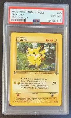 $112.50 • Buy 1999 Pokémon 1st Edition Jungle Pikachu 60/64 PSA 10 GEM MINT
