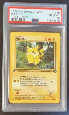 $112.50 • Buy 1999 Pokémon 1st Edition Jungle Pikachu 60/64 PSA 10 GEM MINT