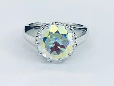 Sterling Silver 925 Mystic Topaz Gemstone Solitaire Ring K61  • $45