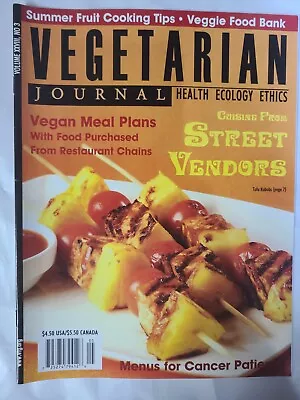 Vegetarian Journal Magazine ~ Vol 28 No 3 2009 /Vegan Meal Plans Cancer Menu • $4.31