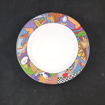 1991 Vitromaster Metropolitan Round Dinner Plate  Abstract Images On Rim 10.5  • $10.99