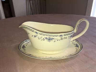 Minton Bellemeade Bone China Gravy/sauce Boat With Underplate & Platinum Trim • $49.99