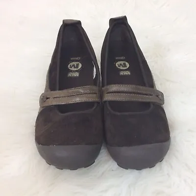 Merrell Plaza Bandeau Mary Jane Shoes Womens Size 9.5M Brown Suede Slip-Ons • $22.90