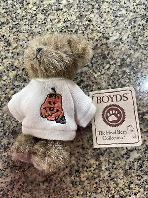 Boyds Bears 4  Mini Halloween Pumpkin Shirt Gourd Thinkin Of Ya Message • $22.75