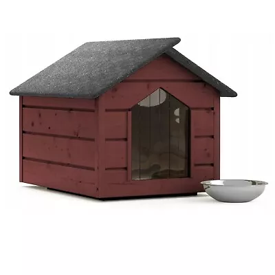 Kennel Outdoor Mahogany Dog House Cave Winterfest Insulated Wood 80x64x61cm • £132.31