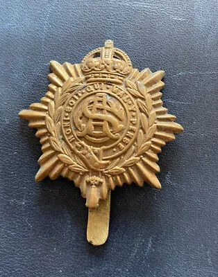 WW1 Army Service Corp Honi Soit Qui Mal Y Pense Cap Badge Pin 1.75  Bronze D • £8.50