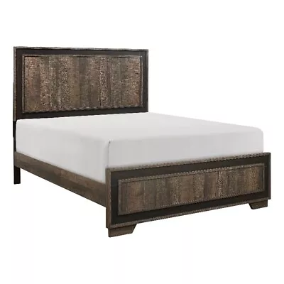 Lexicon Ellendale Queen Bed In 2-Tone Finish (Rustic Mahogany And Dark Ebony) • $380.68