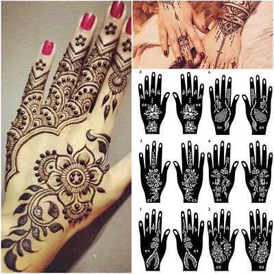 Large Henna Stencils Hand Mehndi Art Template India Lace Body Temporary Tattoo • £3.71