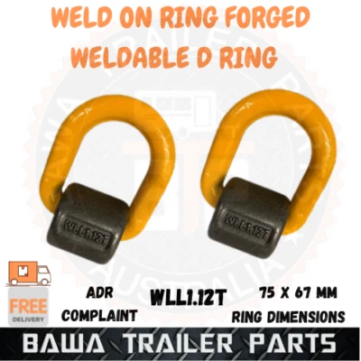 $39.95 • Buy 2x Weld On Forged Ring Trailer Tie Down Anchor Point Weldable Lashing D Ring 1T