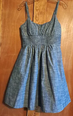 B.Smart Sun Dress Blue Denim Short Built In Bra high Waist Womens JRS SZ 12 • $15