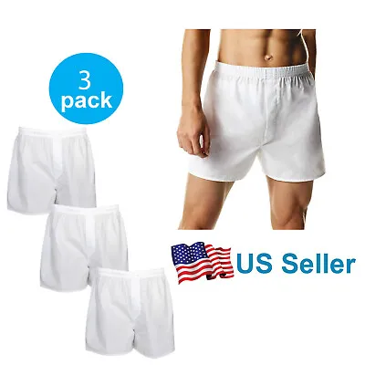 4-12 PACK Men's White Boxer Shorts W/ Comfortable Flex Waistband Cotton Blend • $10.99